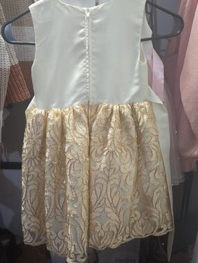 Ina Cream Dress with Gold Lace Skirt